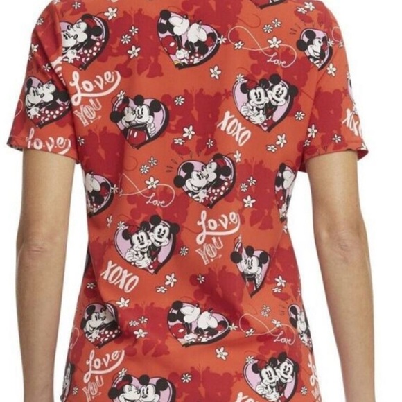 Scrubstar Womens Size Medium Valentines Disney Mickey Forever red Scrub Top NWT - Picture 4 of 6